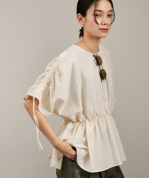 SALON adam et rope' サロンアダムエロペ シャーリングブラウス SALON adam et rope'｜【WEB限定】シャーリングスリーブブラウス