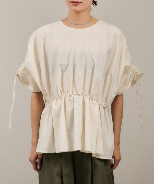 SALON adam et rope' ブラウス シャツ 「WEB限定」シャーリング