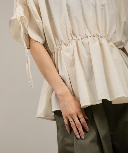 SALON adam et rope' ブラウス シャツ 「WEB限定」シャーリング