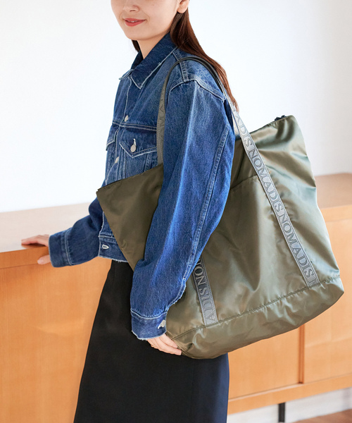NOMADIS トートバッグ　オリーブグリーン(カーキ) ×ベージュ NOMADIS トートバッグ オリーブグリーン(カーキ) ×ベージュ