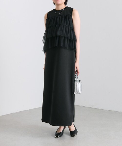 SUMI STYLE 黒 ワンピース ear PAPILLONNER ワンピース 長袖斜めプリーツワンピース「SUM1