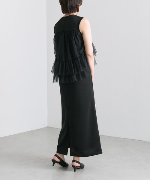 SUMISTYLE ブラック　ワンピース　美品 ear PAPILLONNER ワンピース ノースリフリルワンピース「SUM1