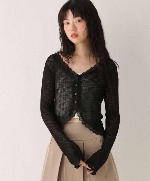 【新品未使用タグ付き】Heather シアーレースカーディガン Heather カーディガン シアーレースカーディガン 573229