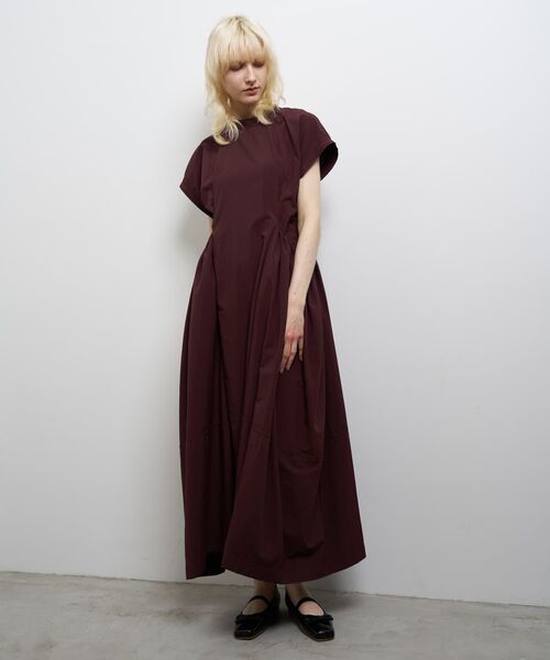 LANVIN en Bleu uvカット ワンピース ナイロンタスランギャザー 