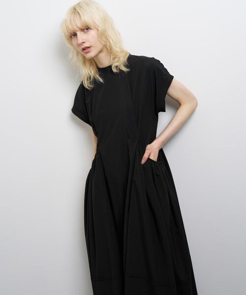 LANVIN en Bleu ワンピース ナイロンタスランギャザーワンピース
