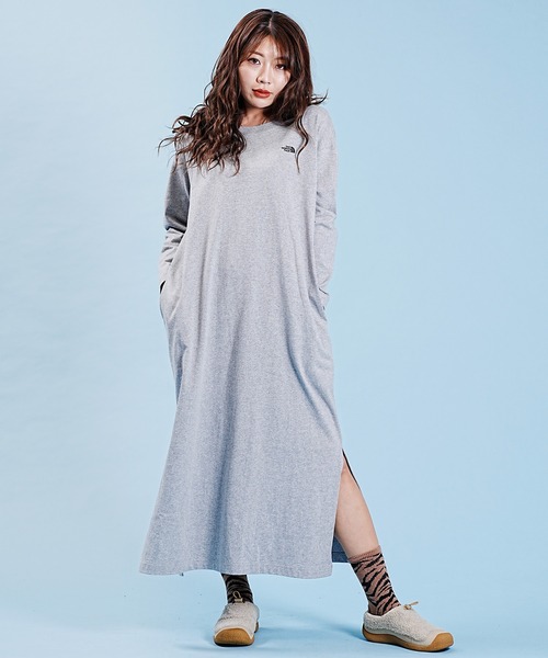 THE NORTH FACE 「THE FACE」 長袖ワンピース L ミックスグレー