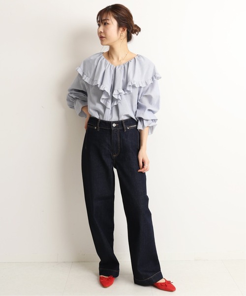 「SLOBE IENA」 加工デニムパンツ 38 ブルー レディース