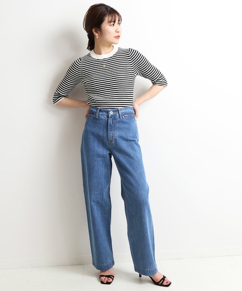 「SLOBE IENA」 加工デニムパンツ 38 ブルー レディース