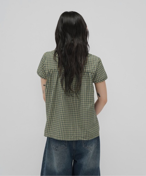 Enewd nina tシャツ 襟付き チェック リボン ブラウス トップス