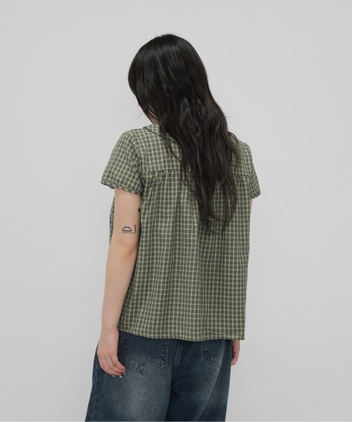Enewd nina tシャツ 襟付き チェック リボン ブラウス トップス