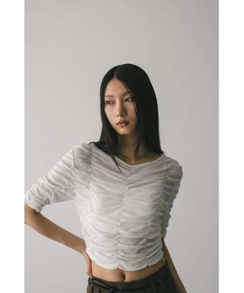 stylemixer スタイルミキサー　チュールシャーリングトップ　タンクトップ STYLEMIXER | チュールシャーリングトップ (タンクトップ ) |SHEL'TTER