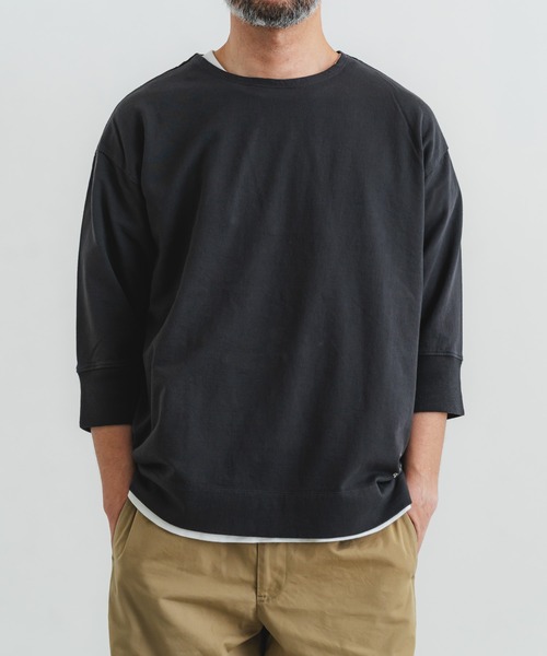 quadro tシャツ スーパーインレイ7分袖ボートネックプルオーバー