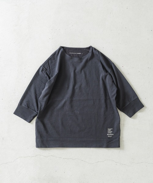 quadro tシャツ スーパーインレイ7分袖ボートネックプルオーバー