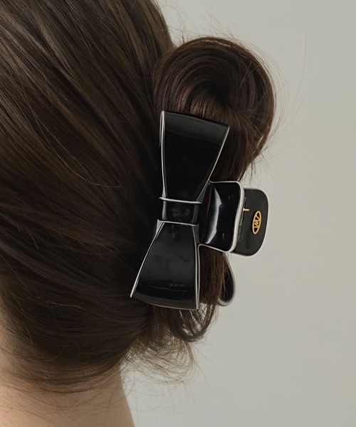 ヘアアクセサリー herlipto Chain Ribbon Hair Clip Bicolor Heart Hair Clip