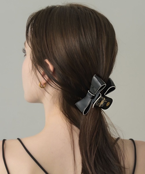 ヘアアクセサリー herlipto Chain Ribbon Hair Clip Bicolor Heart Hair Clip