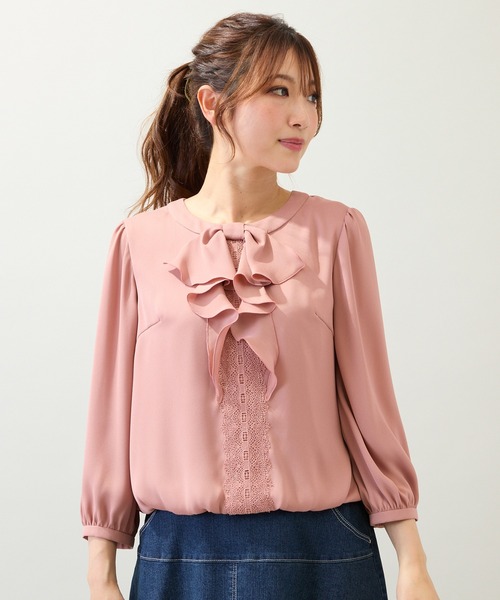 Rose Tiara（ローズティアラ） ブラウス シャツ 「手洗いOK」リボン 