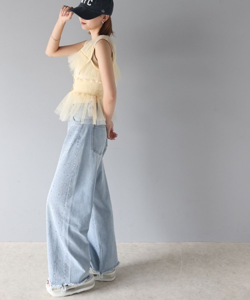 「mily bilet」 加工デニムパンツ MEDIUM ブルー レディース