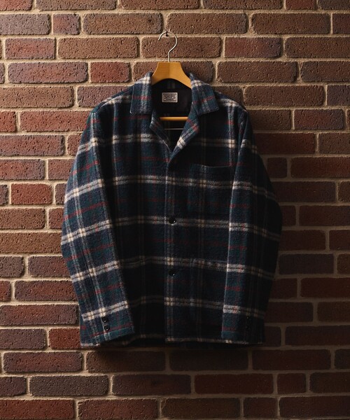SHIPS シャツジャケット チェックシャケット ブラウン 2019AW 美品 シップス SHIPS SHIPS: オンブレ チェック オープンカラー シャツ