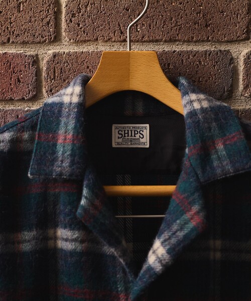 SHIPS シャツジャケット チェックシャケット ブラウン 2019AW 美品 シップス SHIPS SHIPS: オンブレ チェック オープンカラー シャツ