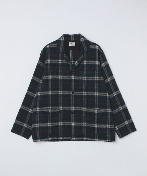 SHIPS シャツジャケット チェックシャケット ブラウン 2019AW 美品 シップス SHIPS SHIPS: オンブレ チェック オープンカラー シャツ