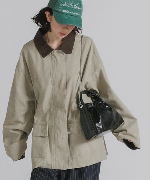 Ao2 Coat AO2 ブルゾン アウター Collar Corduroy Panel Design Bandana Pattern Half Coat ...