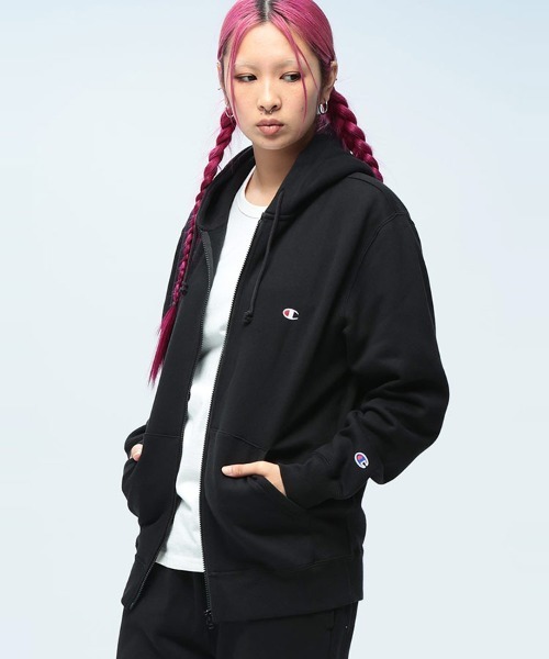 Champion（チャンピオン） パーカー 裏起毛 ワンポイント フルジップ 