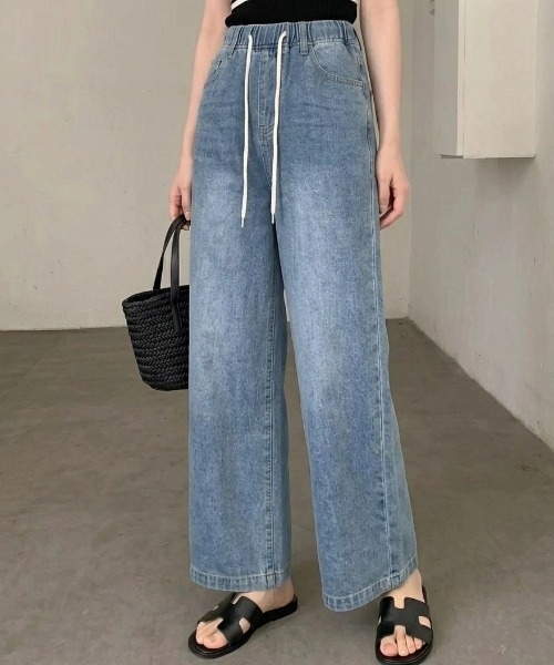 cammie ジーンズ デニム デニムパンツ ウエストリボンデニムパンツ