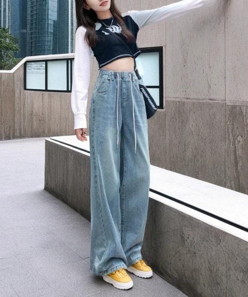 cammie ジーンズ デニム デニムパンツ ウエストリボンデニムパンツ