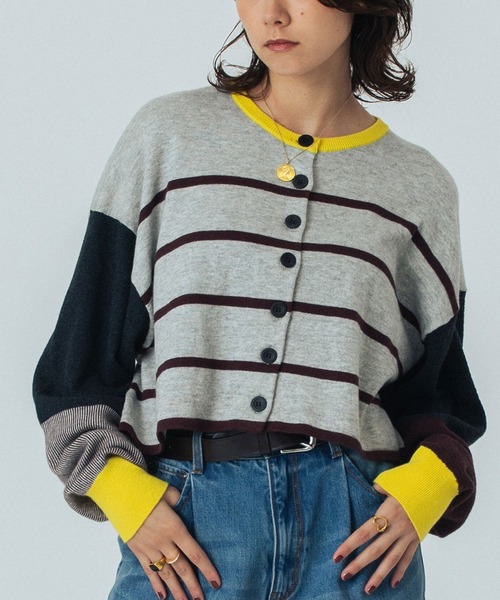 ROSE BUD（ローズバッド） カーディガン (CREOLME)MULTI STRIPE KNIT