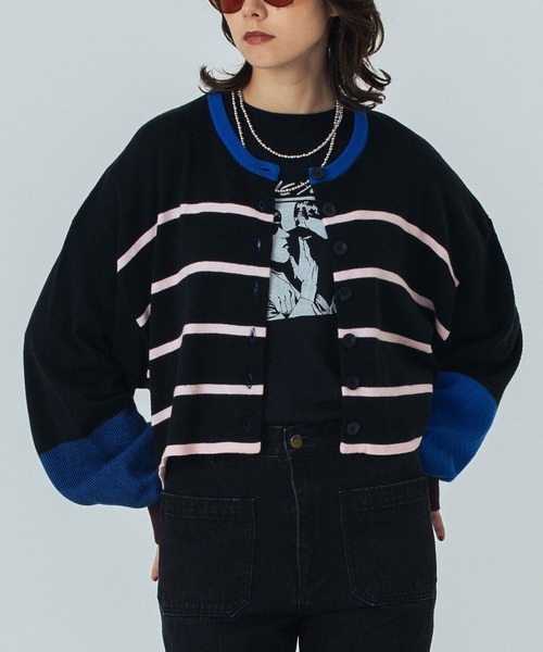 ROSE BUD（ローズバッド） カーディガン (CREOLME)MULTI STRIPE KNIT