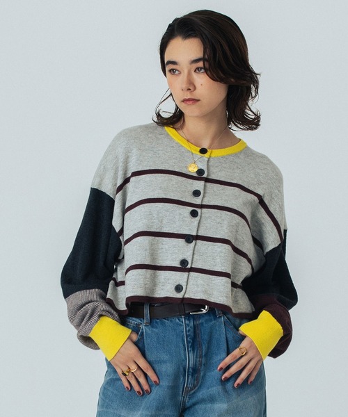 ROSE BUD（ローズバッド） カーディガン (CREOLME)MULTI STRIPE KNIT