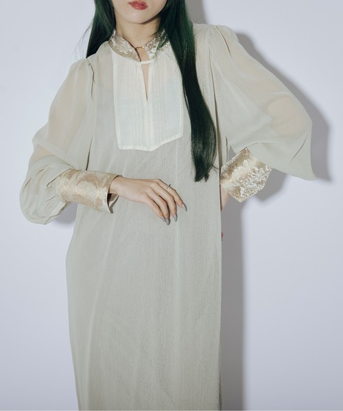 「Ezick」 長袖ワンピース FREE ブラック レディース_画像7