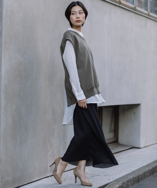 「Munich」 ニットベスト FREE カーキ レディース_画像3