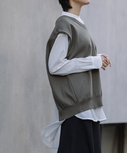 「Munich」 ニットベスト FREE カーキ レディース_画像4