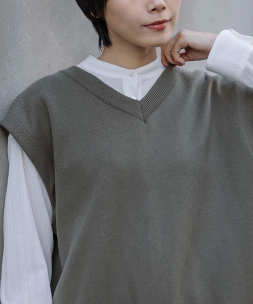 「Munich」 ニットベスト FREE カーキ レディース_画像7