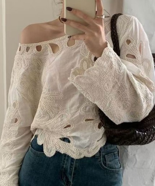 「SPIGA」 「KIDS」長袖ブラウス FREE ホワイト キッズ_画像4