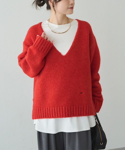 apuntob アプントビー ウールコットンアルパカ ニット セーター 赤 apuntob アプントビー ウールコットンアルパカ ニット セーター 赤