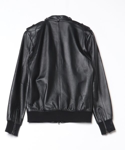 「SHIPS JET BLUE」 レザーブルゾン SMALL ブラック メンズ_画像2