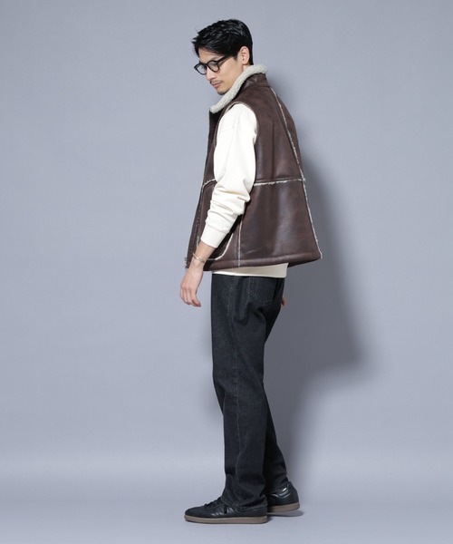 NANO universe（ナノ・ユニバース） ベスト ジレ クラックフェイク