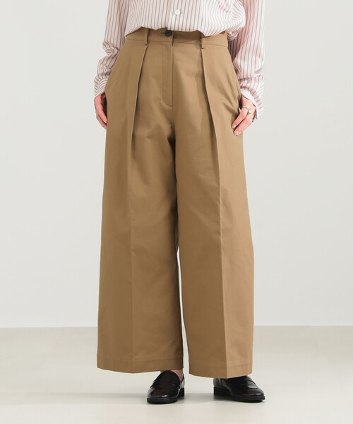 ワイドパンツ チノパン タック入りワイドチノパン レディース