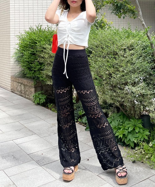 「SPIRALGIRL」 イージーパンツ FREE ブラック レディース_画像2