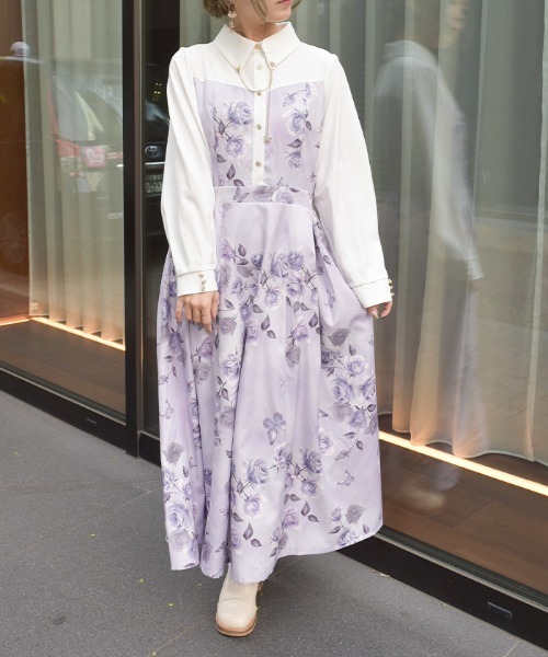 axes femme（アクシーズ ファム） ワンピース チェーン付アートローズ