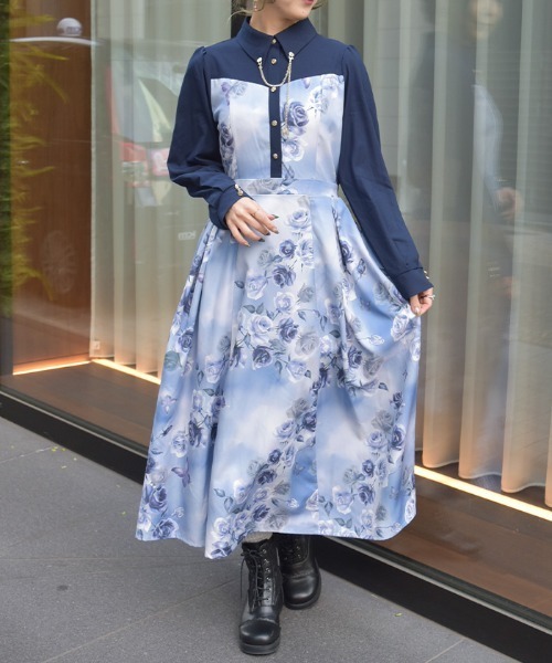 axes femme（アクシーズ ファム） ワンピース チェーン付アートローズ
