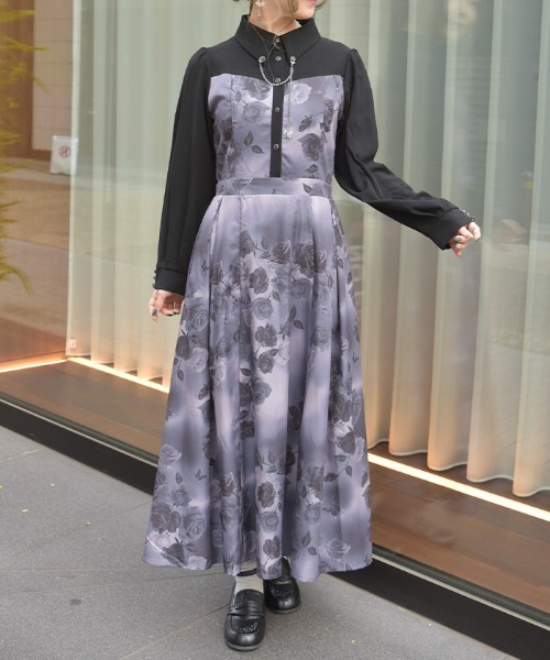 axes femme（アクシーズ ファム） ワンピース チェーン付アートローズ