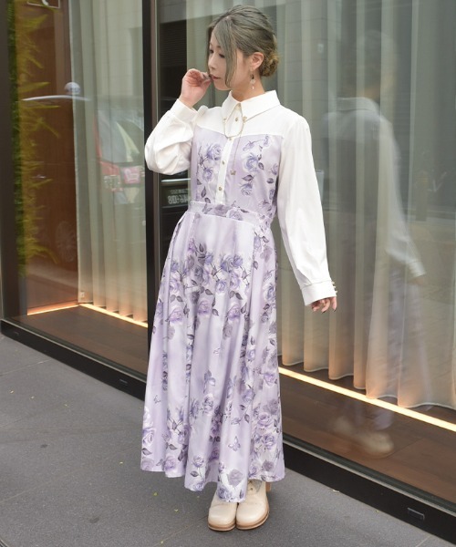 axes femme（アクシーズ ファム） ワンピース チェーン付アートローズ