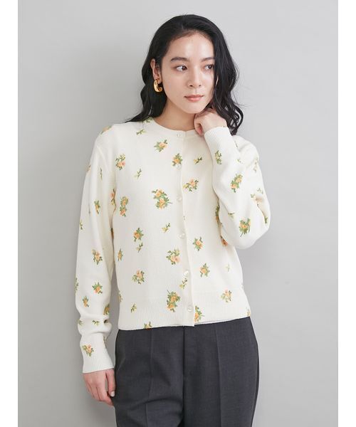 【✨美品】エンポリオアルマーニ 総柄 花柄 カーディガン 42 LILY BROWN×KEITA MARUYAMA】エンブロイダリーカーディガン