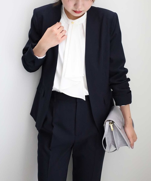 「GeeRA」 「sucre」パンツスーツ 17号 ネイビー レディース_画像7