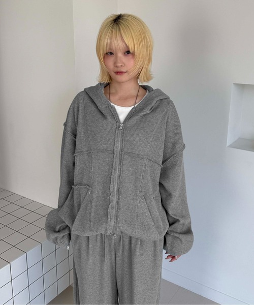 パーカー 星スタッズサーマル切り替えパーカー メンズ レディース