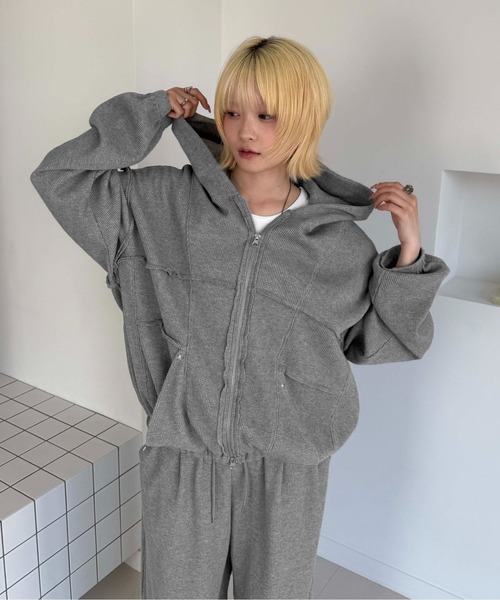 パーカー 星スタッズサーマル切り替えパーカー メンズ レディース