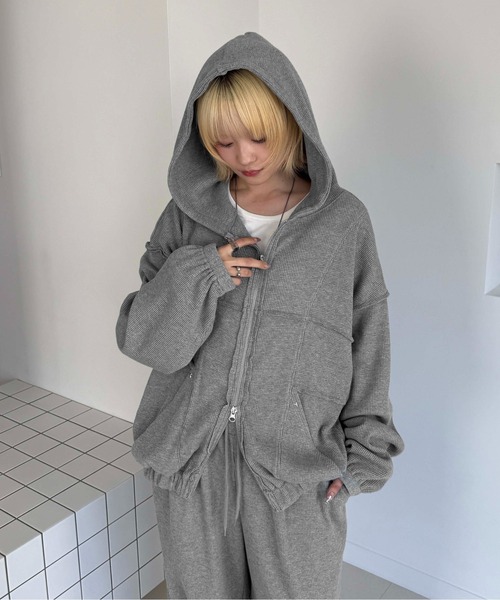 パーカー 星スタッズサーマル切り替えパーカー メンズ レディース